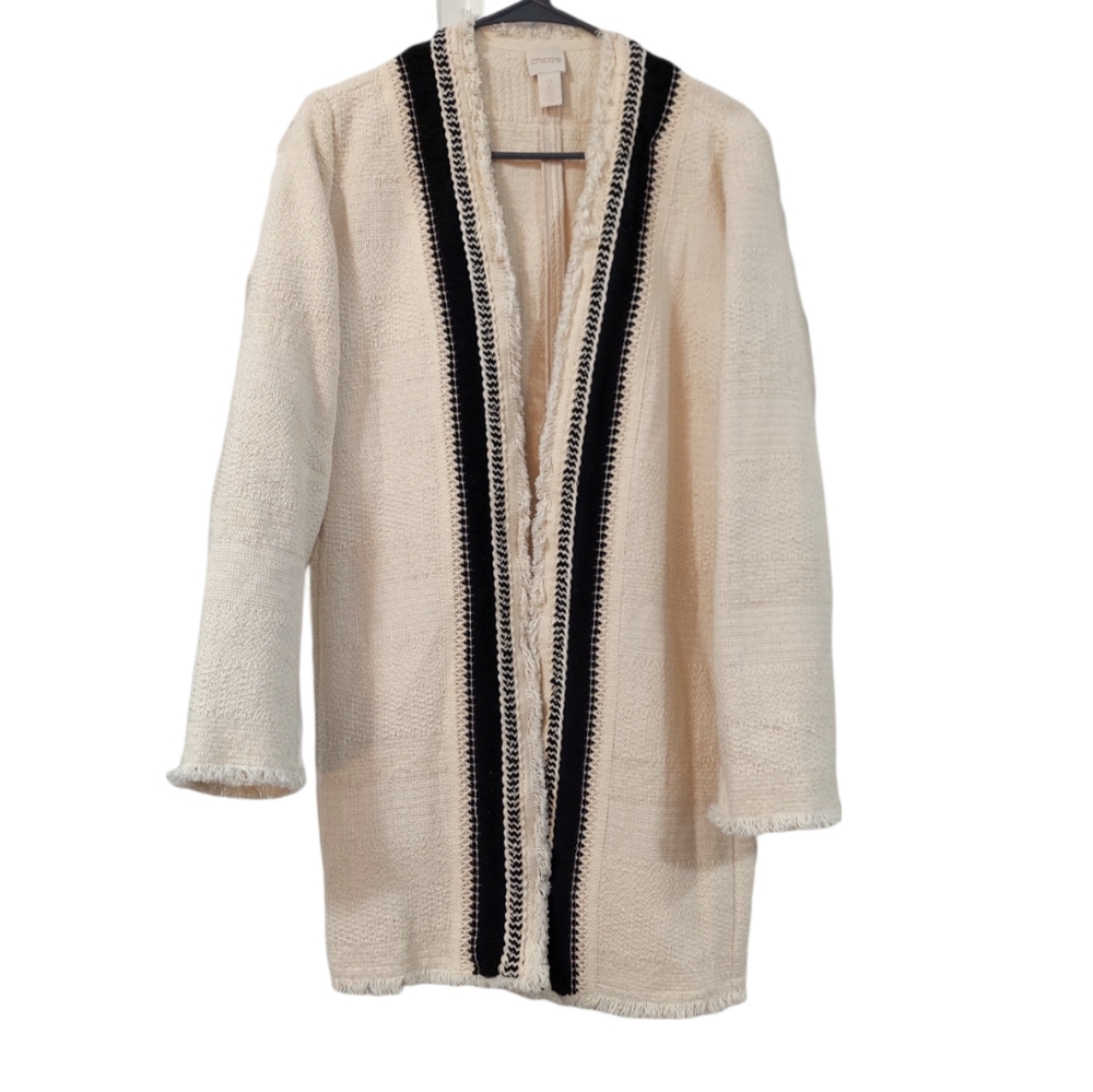 Chico's Textured Trim Jacket -Wool blend Size 2 (L/12)